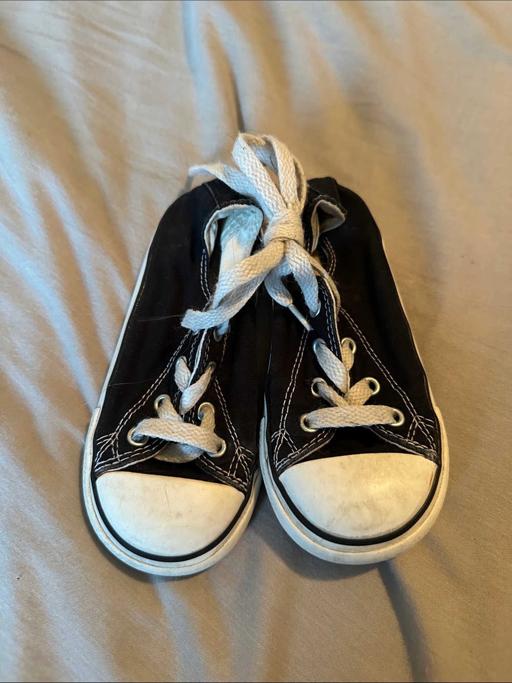 Converse Kids Black Canvas Sneakers with White Laces